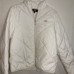 Fox White Puffer Jacket with Diamond Quilting